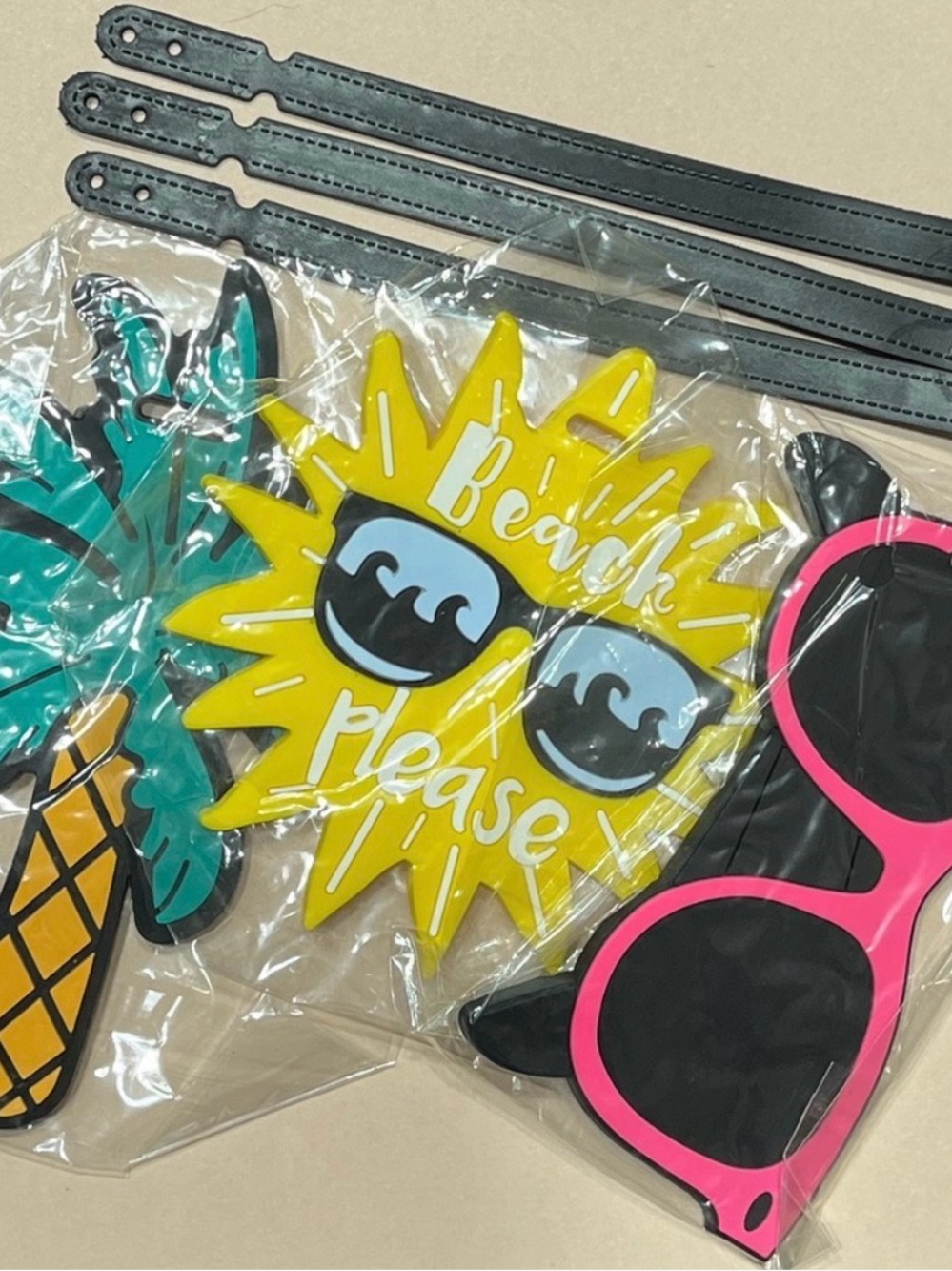 Kids Beach Luggage Tag - Yellow Sun Design